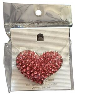 Pink Heart Crystal pin Brooch NEW